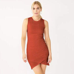 Nine West Marsala Flower French Terry Tulip-Hem Sheath Dress in Size XXL